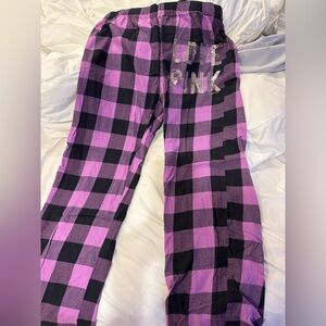 Victoria's Secret Purple and Black Pajama Bottoms Cozy Sleepwear